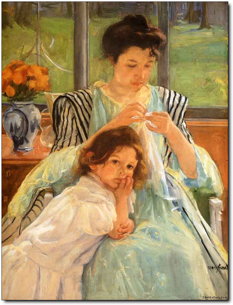 Young Mother Sewing - Mary Cassatt Painting on Canvas